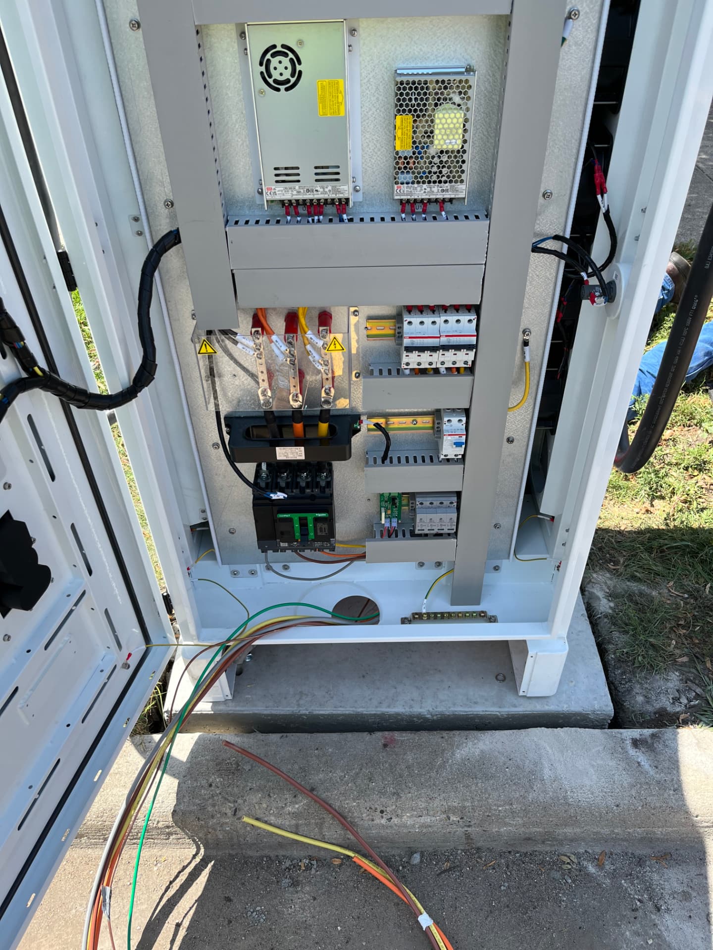Interior of an outdoor electrical equipment cabinet