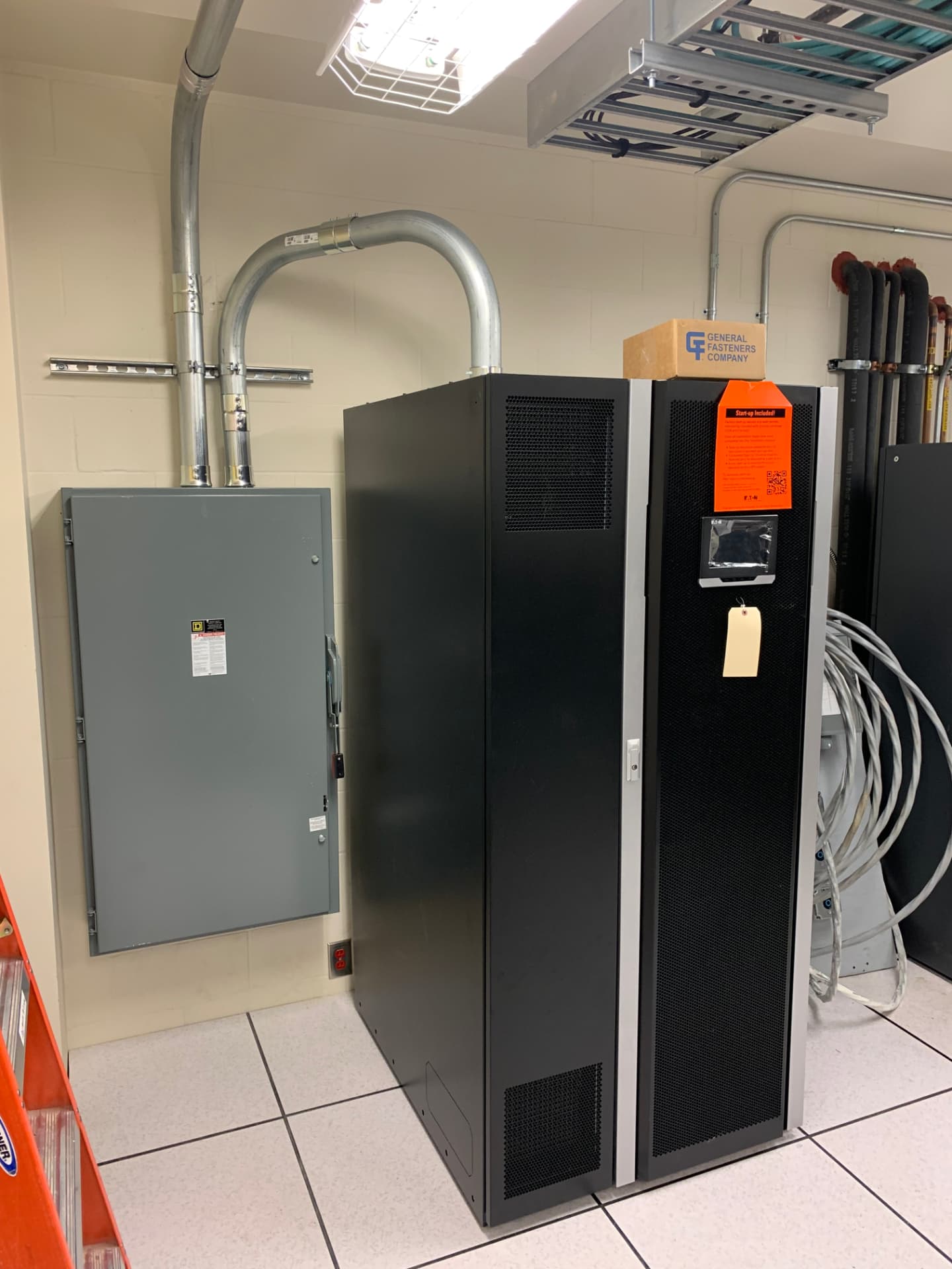Electrical cabinets and conduit inside a building