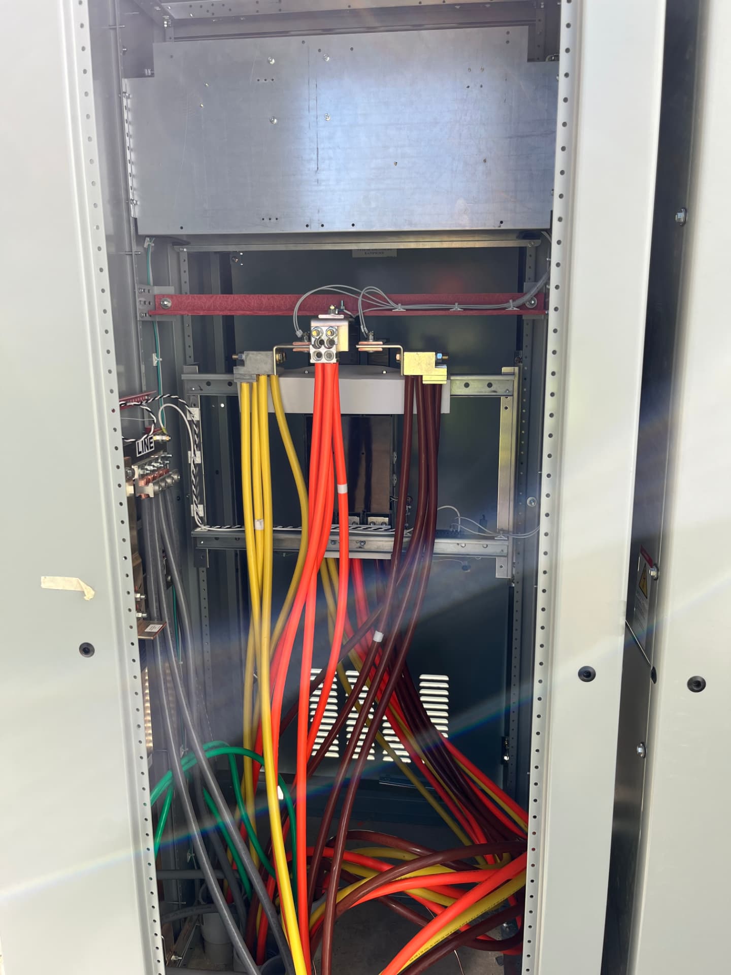 Wiring connections inside an electrical cabinet