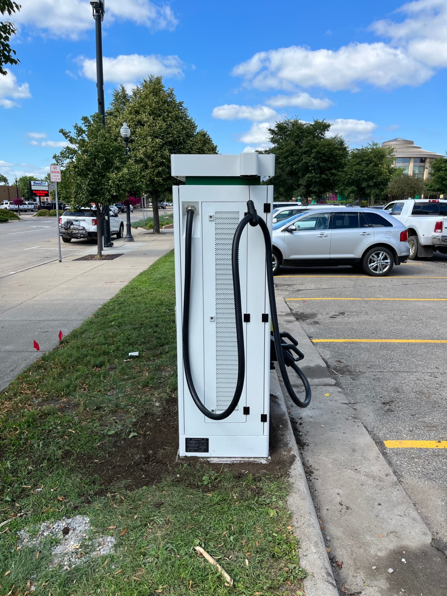 Electrical equipment cabinet at a parking lot